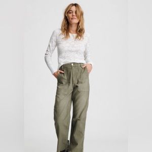 Rag & Bone Perry Crew in White- A Floral Lace Top Size Small